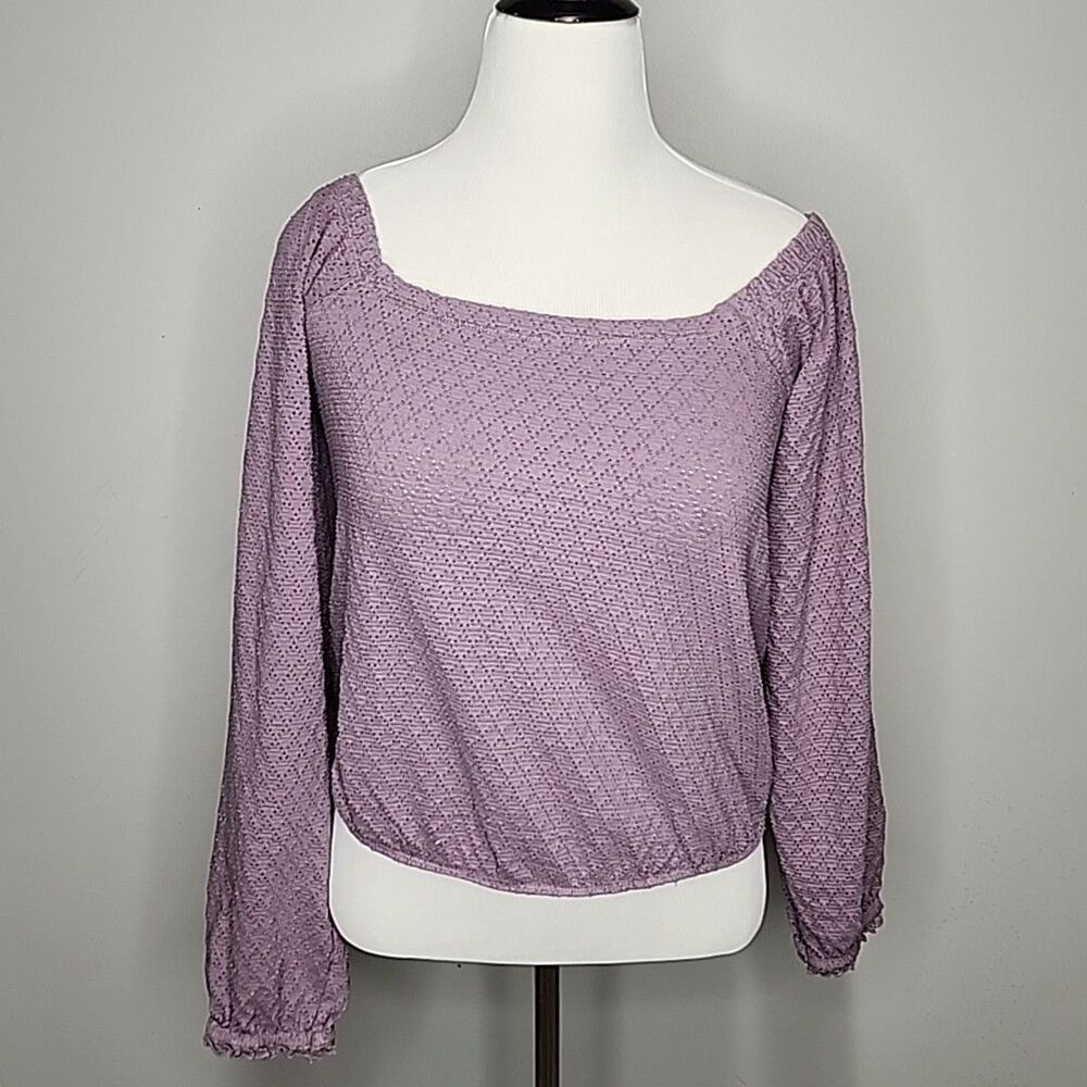 Free People Purple Wellington Top Womens Small Balloon Long Sleeve - Picture 3 of 9